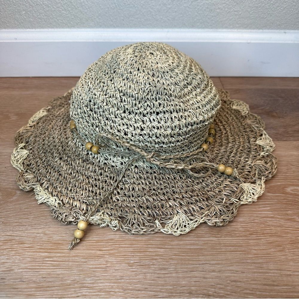 Boho Beaded Straw Knitted Sun Beach Hat